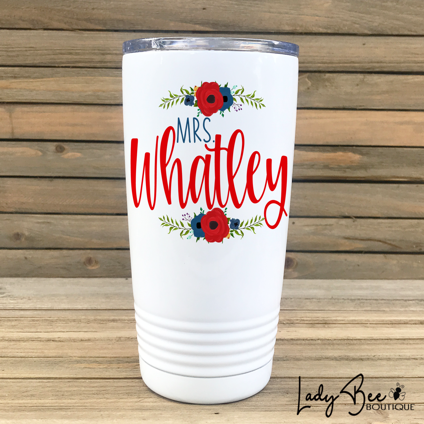 Personalized Teacher Tumbler: Red and Navy
