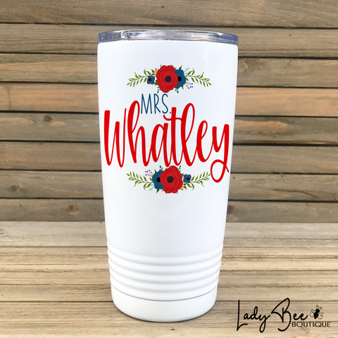 Personalized Teacher Tumbler: Red and Navy