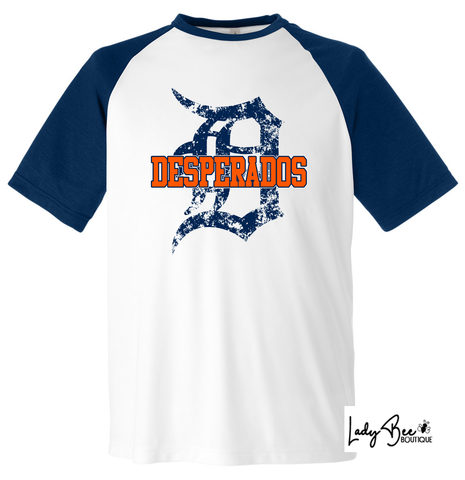 Desperados D- Fast Dry Shirt- WHITE WITH NAVY SLEEVE