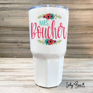 Personalized Teacher Tumbler: Pink and Teal