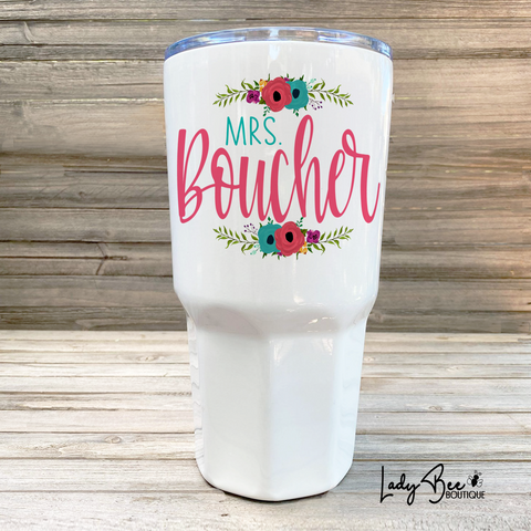 Personalized Teacher Tumbler: Pink and Teal