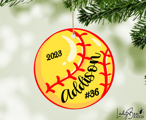 Personalized Softball Ornament