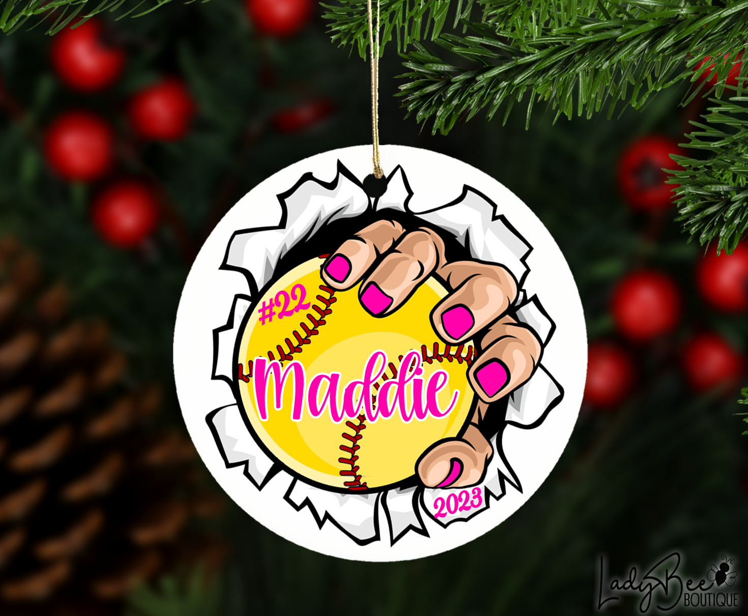 Personalized Softball Ornament