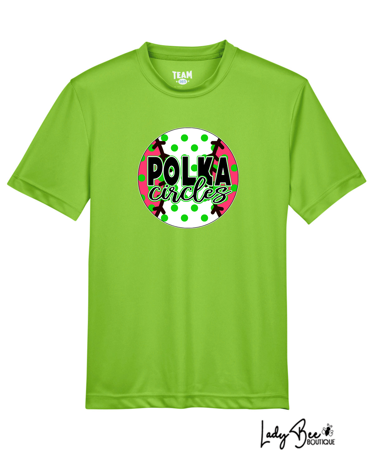 Polka Circles- Green DryFit Shirt