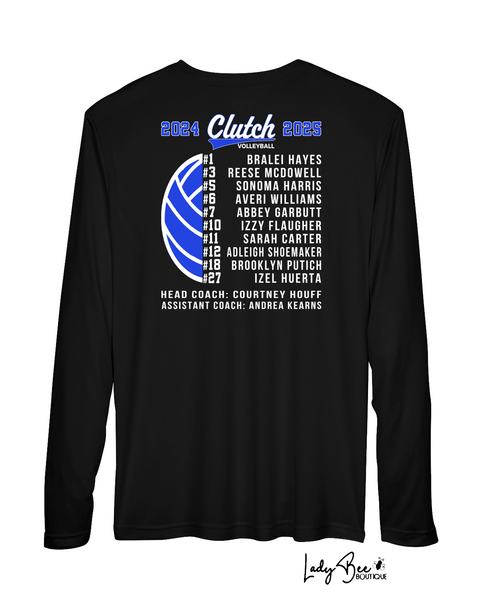 Clutch Volleyball- Long Sleeve Moisture Wicking- Black