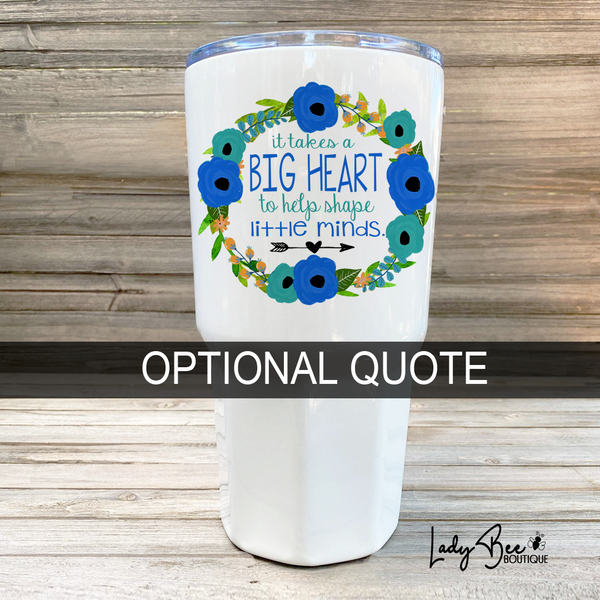 Personalized Teacher Tumbler: Bright Blue and Teal