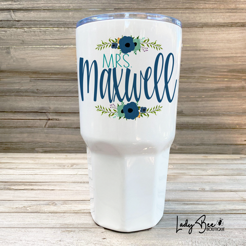 Personalized Teacher Tumbler: Blue and Teal