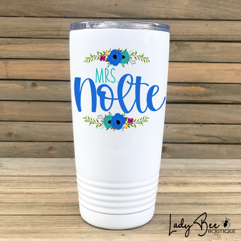 Personalized Teacher Tumbler: Bright Blue and Teal