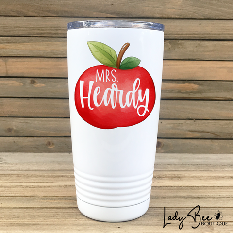 Personalized Teacher Tumbler: Apple with Teacher Name