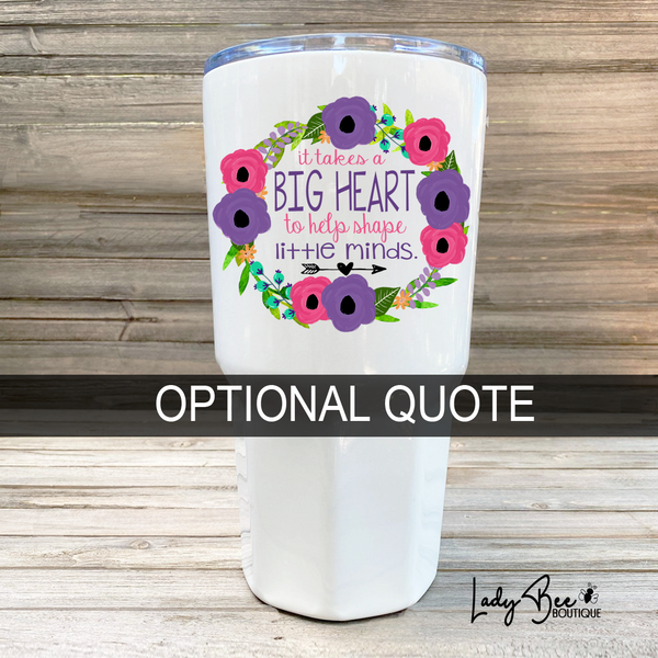 Personalized Teacher Tumbler: Purple and Pink