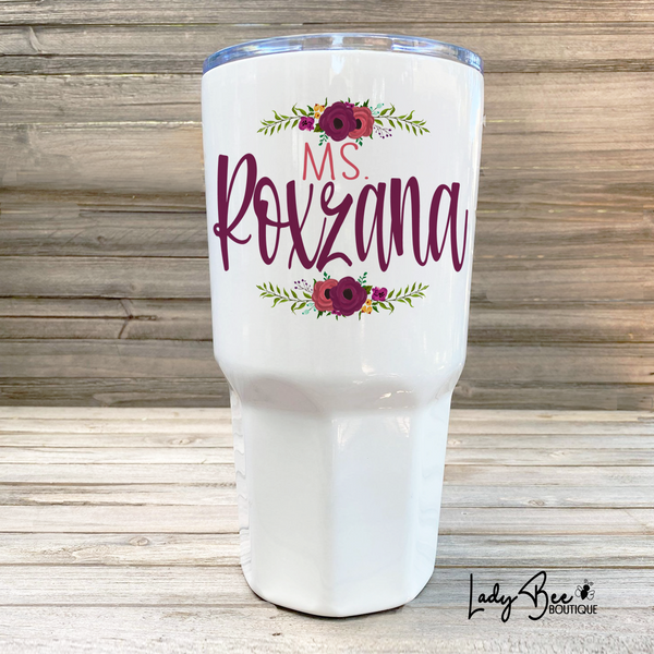 Personalized Teacher Tumbler: Maroon and Pink