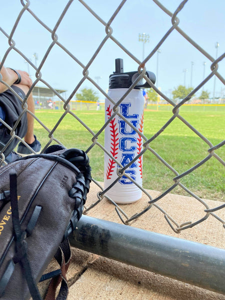 Baseball Water Bottle with Name