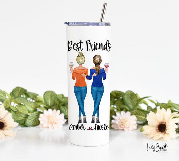 Best Friends Skinny Tumbler