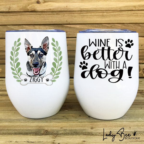 Custom Pet Drawing Wine Tumbler