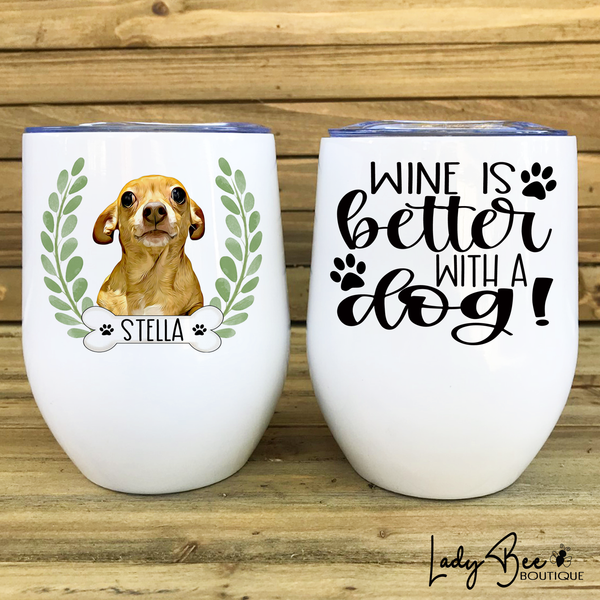 Custom Pet Drawing Wine Tumbler