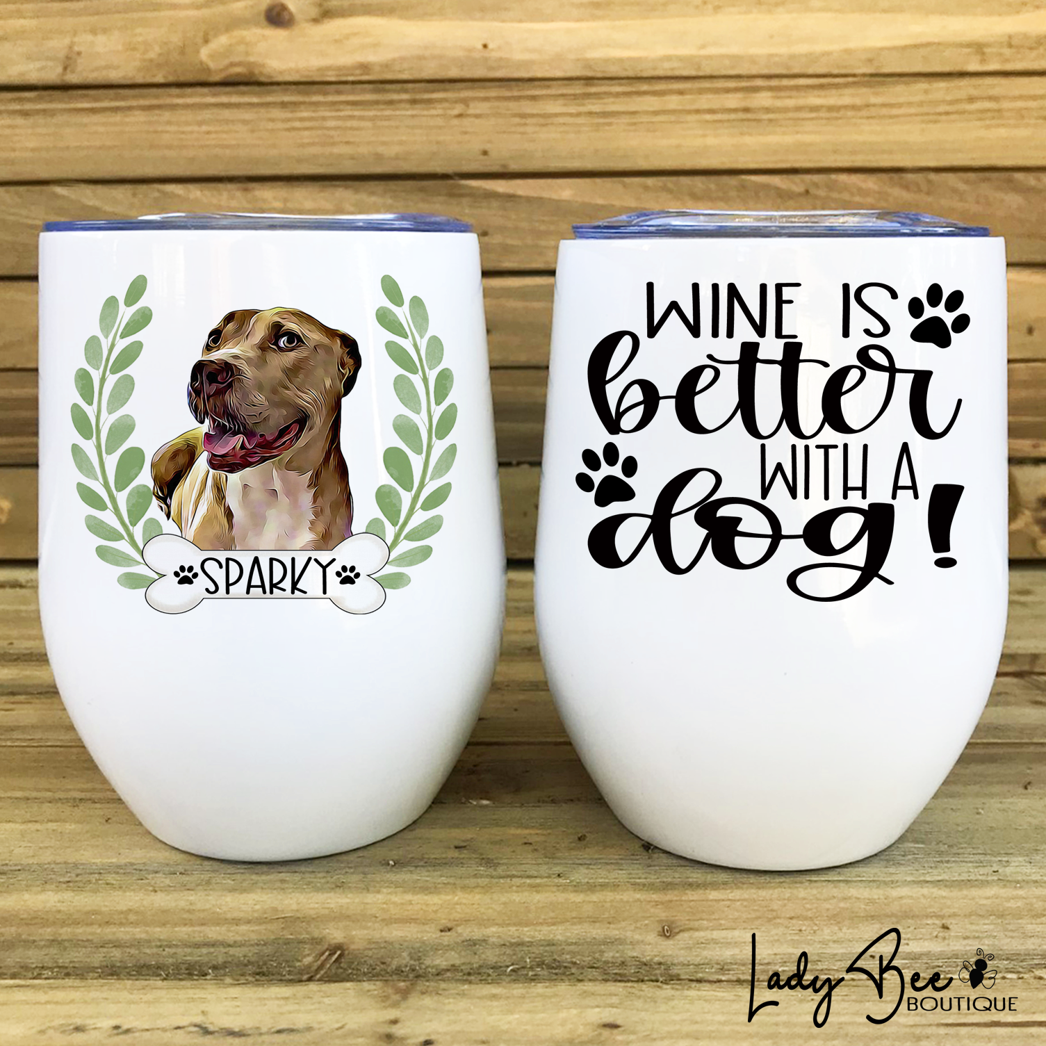 Custom Pet Drawing Wine Tumbler