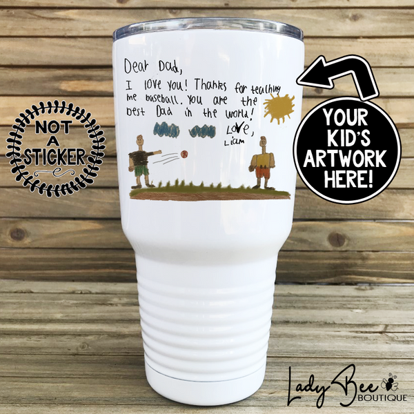 30oz Photo Tumbler with Kid's Artwork - LadyBee Boutique Mugs