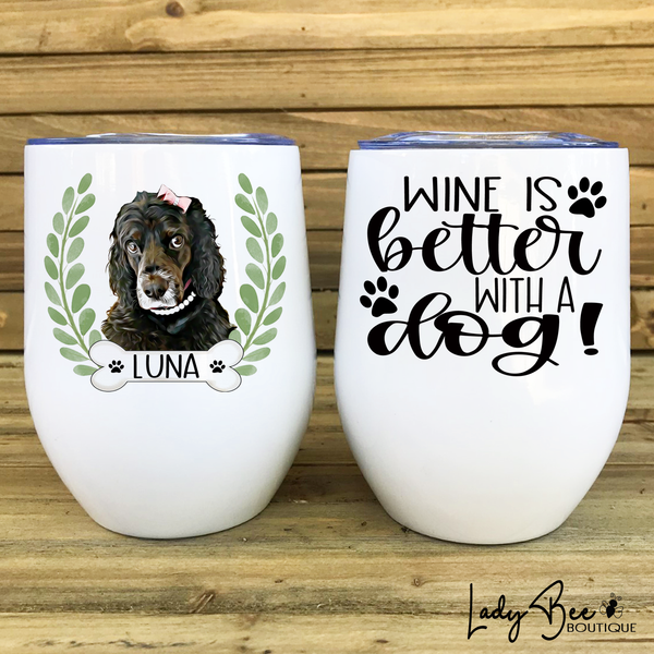 Custom Pet Drawing Wine Tumbler