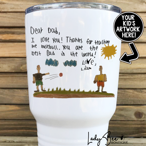 30oz Photo Tumbler with Kid's Artwork - LadyBee Boutique Mugs