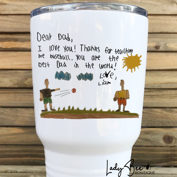 30oz Photo Tumbler with Kid's Artwork - LadyBee Boutique Mugs