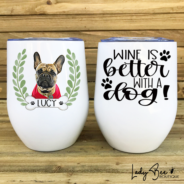 Custom Pet Drawing Wine Tumbler