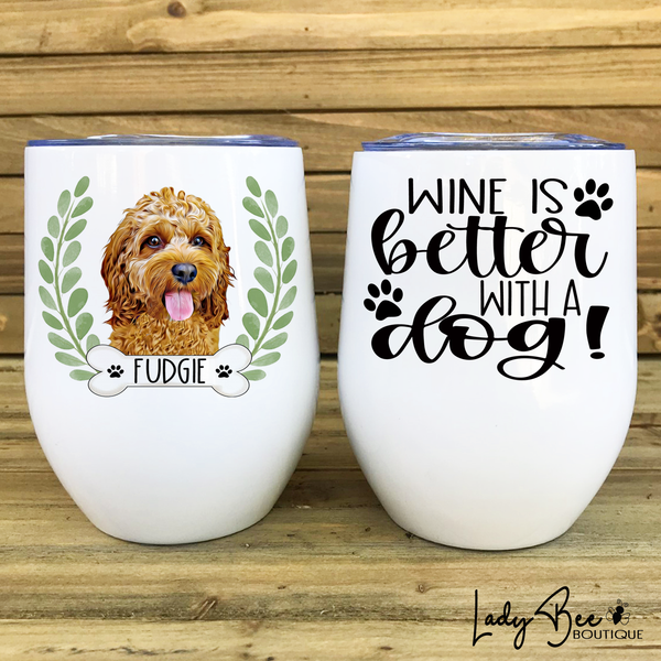 Custom Pet Drawing Wine Tumbler