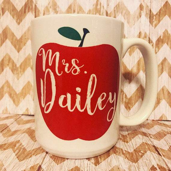 Apple Mrs Teacher Mug - LadyBee Boutique Mugs