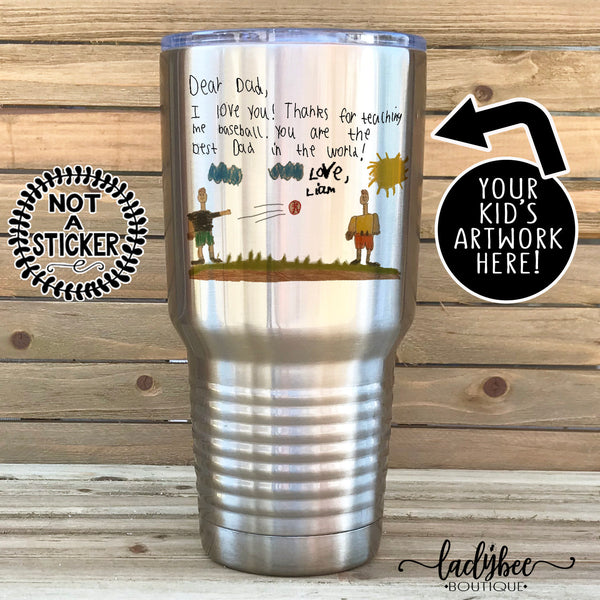 30oz Photo Tumbler with Kid's Artwork - LadyBee Boutique Mugs