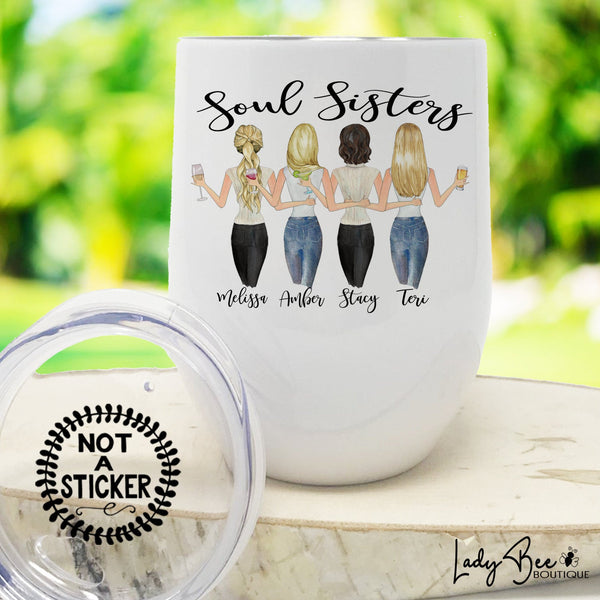 Best Friend Wine Tumbler With Custom Girls