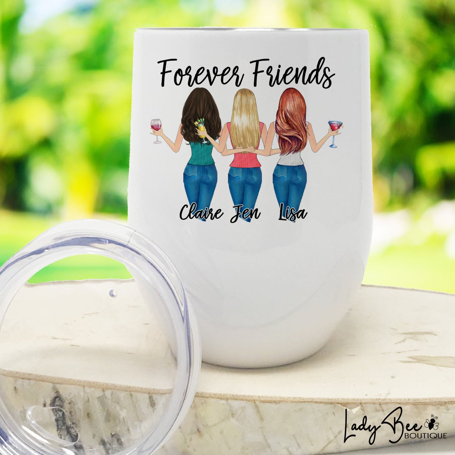 Best Friend Wine Tumbler With Custom Girls