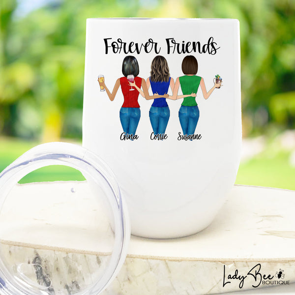 Best Friend Wine Tumbler With Custom Girls