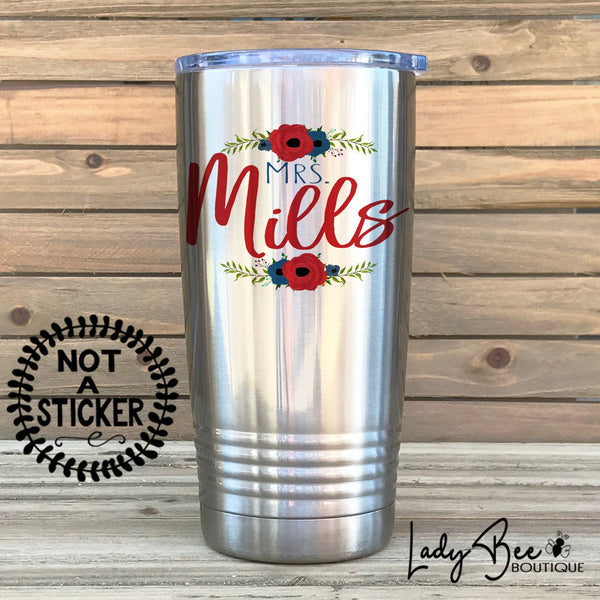 Personalized Teacher Tumbler: Red and Navy